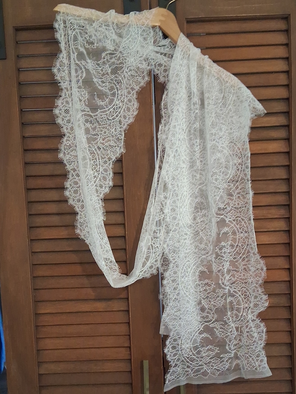 Sheer Lace Bridal Wrap Scarf - White